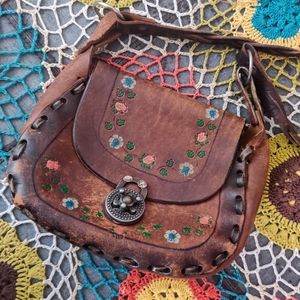 Vintage Genuine Leather saddle bag
